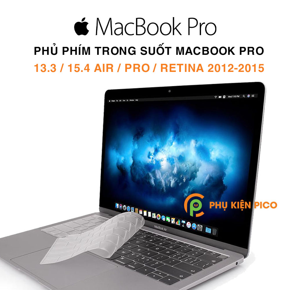 Phủ phím Macbook Air, Macbook Pro, Macbook Retina trong suốt TPU cao cấp chống nước, bụi bẩn - Phủ phím Macbook