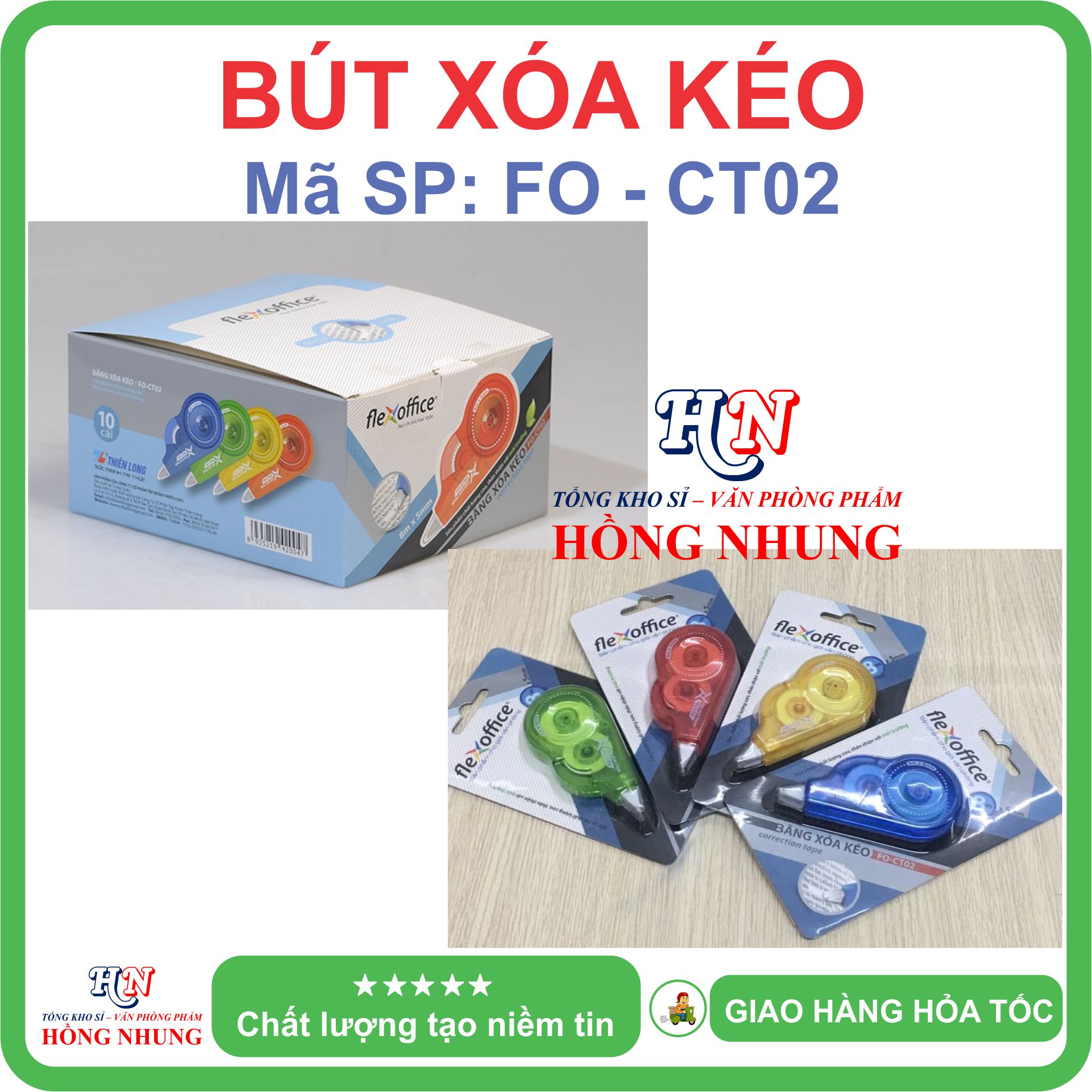 Bút xóa kéo, băng xóa kéo fo-ct02, tiện lợi, an toàn, không độc hại, kiểu dáng nhỏ gọn.