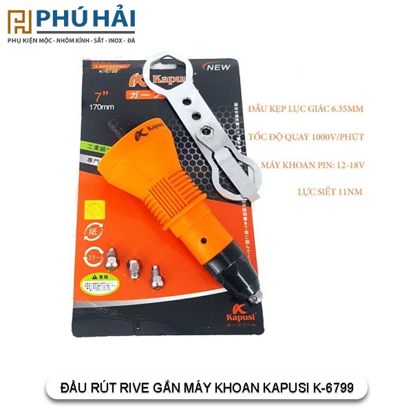 ĐẦU RÚT RIVE GẮN MÁY KHOAN KAPUSI K-6799