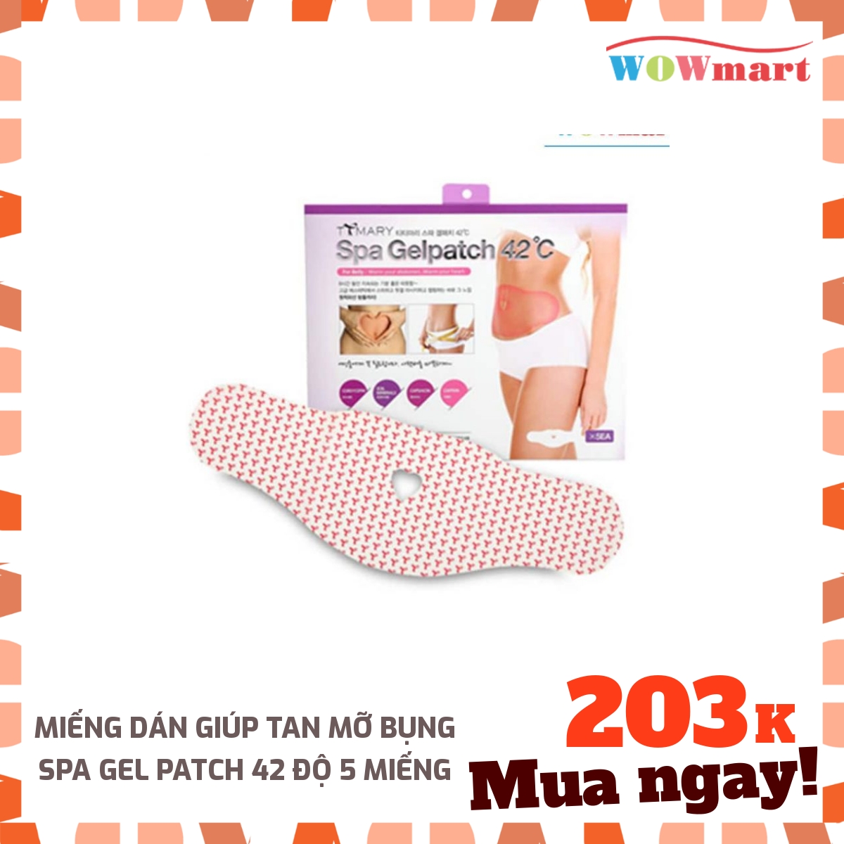 [HCM]Miếng dán giúp tan mỡ bụng Spa Gel Patch 42 độ 5 miếng - HÀN QUỐC