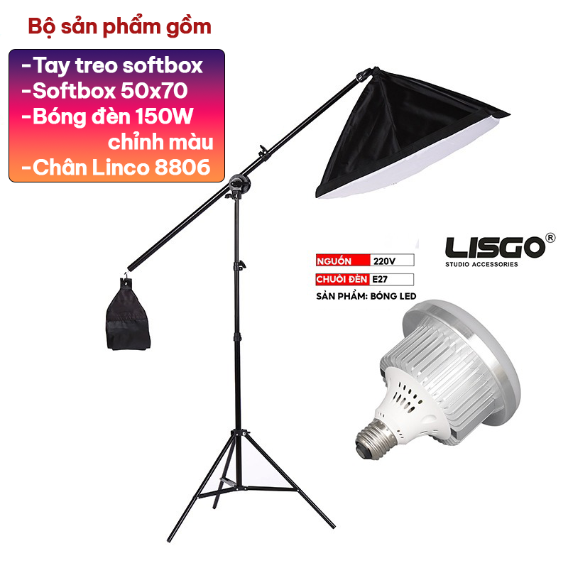 Bộ Treo Đèn Chùm Kit Softbox Livestream Chụp Hình Mẫu Studio