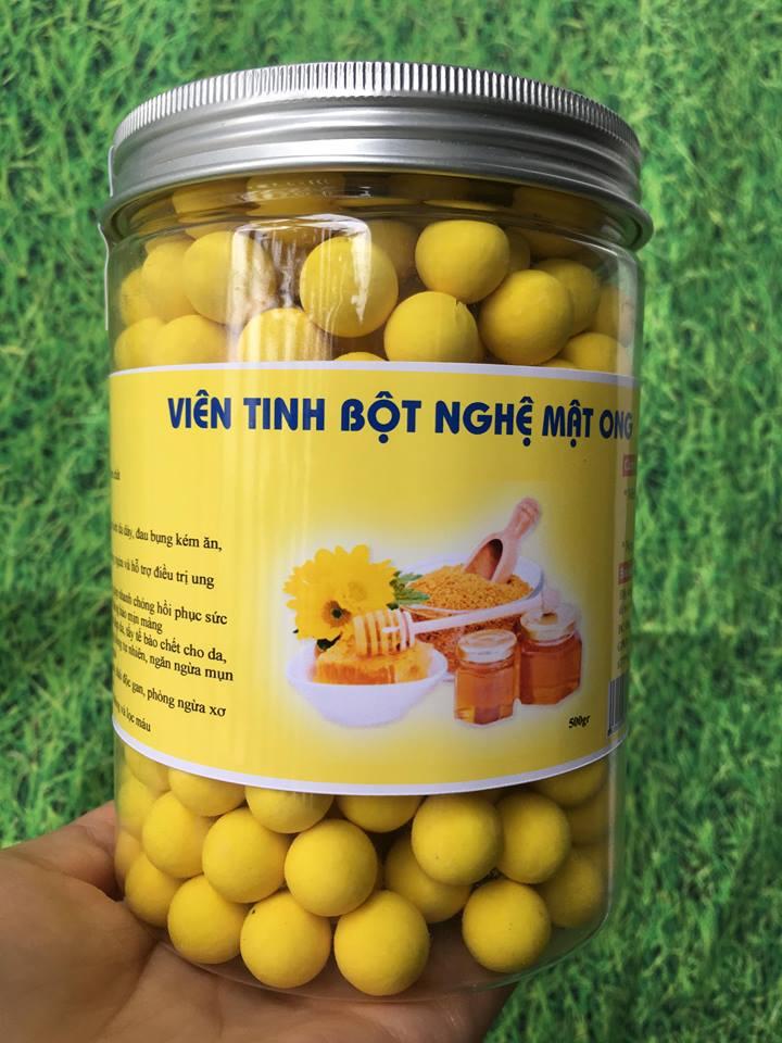 Viên tinh bột nghệ mật ong cao cấp (500g) giá như sỉ, sự kết hợp tinh bột nghệ nếp và mật ong rừng