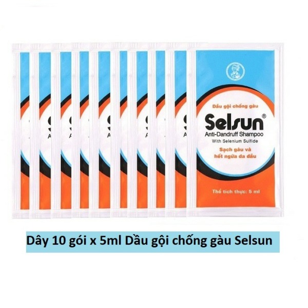 (Dây 10 gói x5ml) Dầu gội chống gàu Selsun 1% nhập khẩu