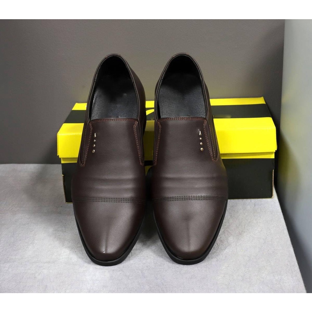 Giày tây nam da cao cấp tăng chiều cao 6-7cm đế cao su nguyên tấm chống trơn