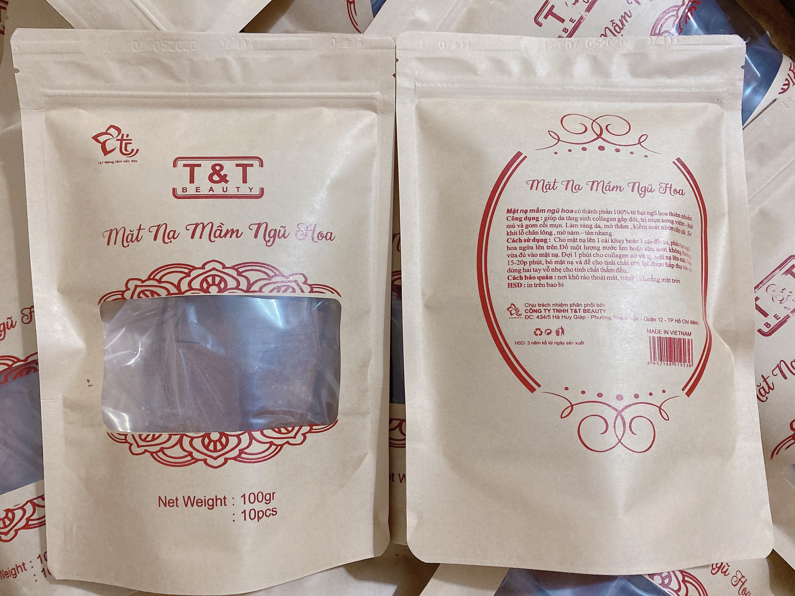 Mặt nạ miếng ngũ hoa ( mặt nạ rong biển ) bịch 10 miếng