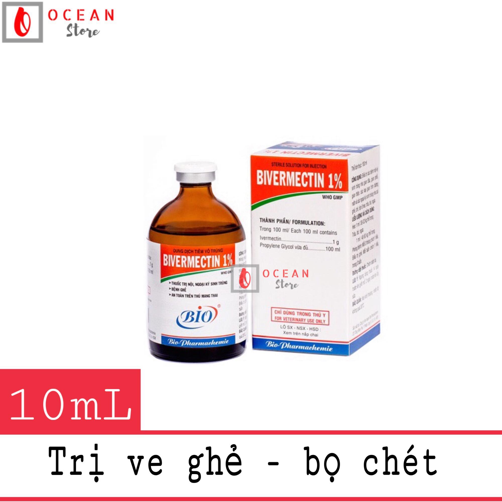 Thuốc tiêm trị ve ghẻ, bọ chét cho chó mèo - Bio Bivermectin 1% (10ml)