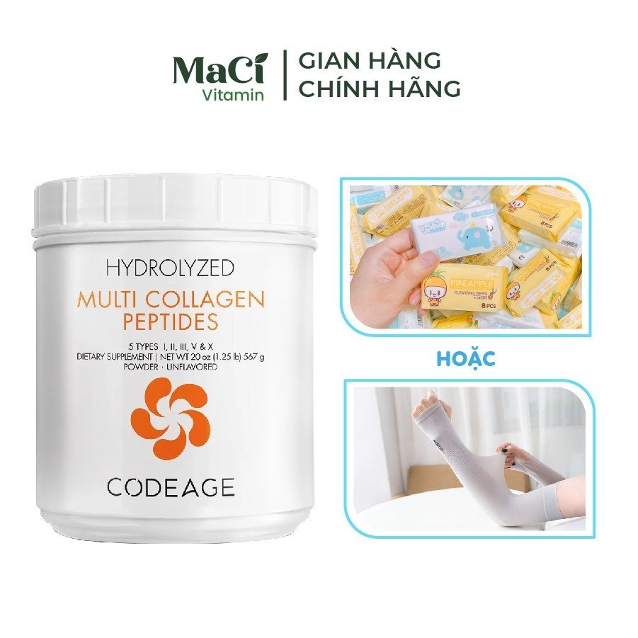 Bột Collagen thủy phân tổng hợp Codeage Hydrolyzed multi collagen 567g MaCi