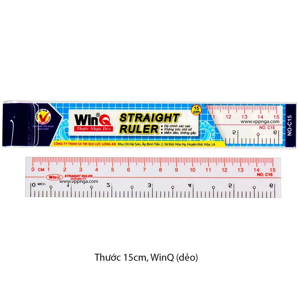 Combo 2 cây thước kẻ dẻo WinQ 15cm dành cho học sinh