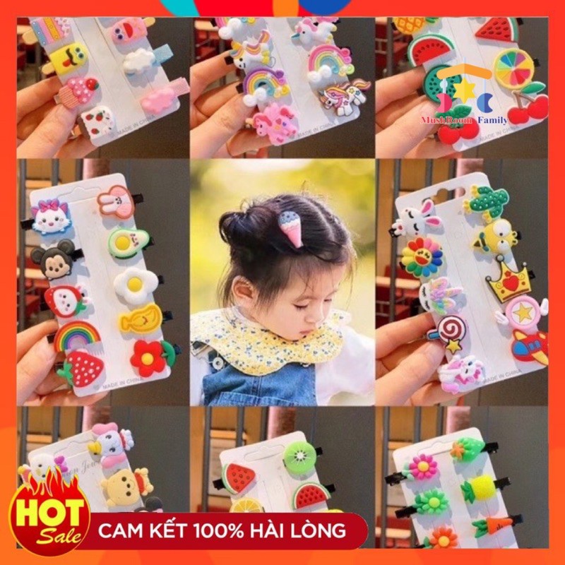 [HCM][Mã Fashionfree10 Giảm 10K Đơn 20K] Set 10 Kẹp Tóc Hoa Quả Xinh Xắn Phong Cách Hàn Quốc Cho Bé Gái