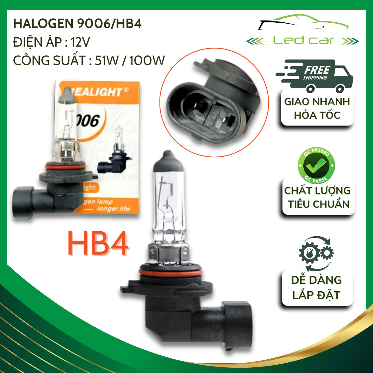 Bóng đèn halogen 9006/HB4 51w 12v chất lượng cao
