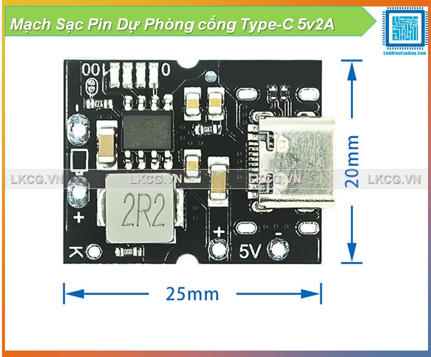 Mạch Sạc Pin Dự Phòng cổng Type-C 5v2A