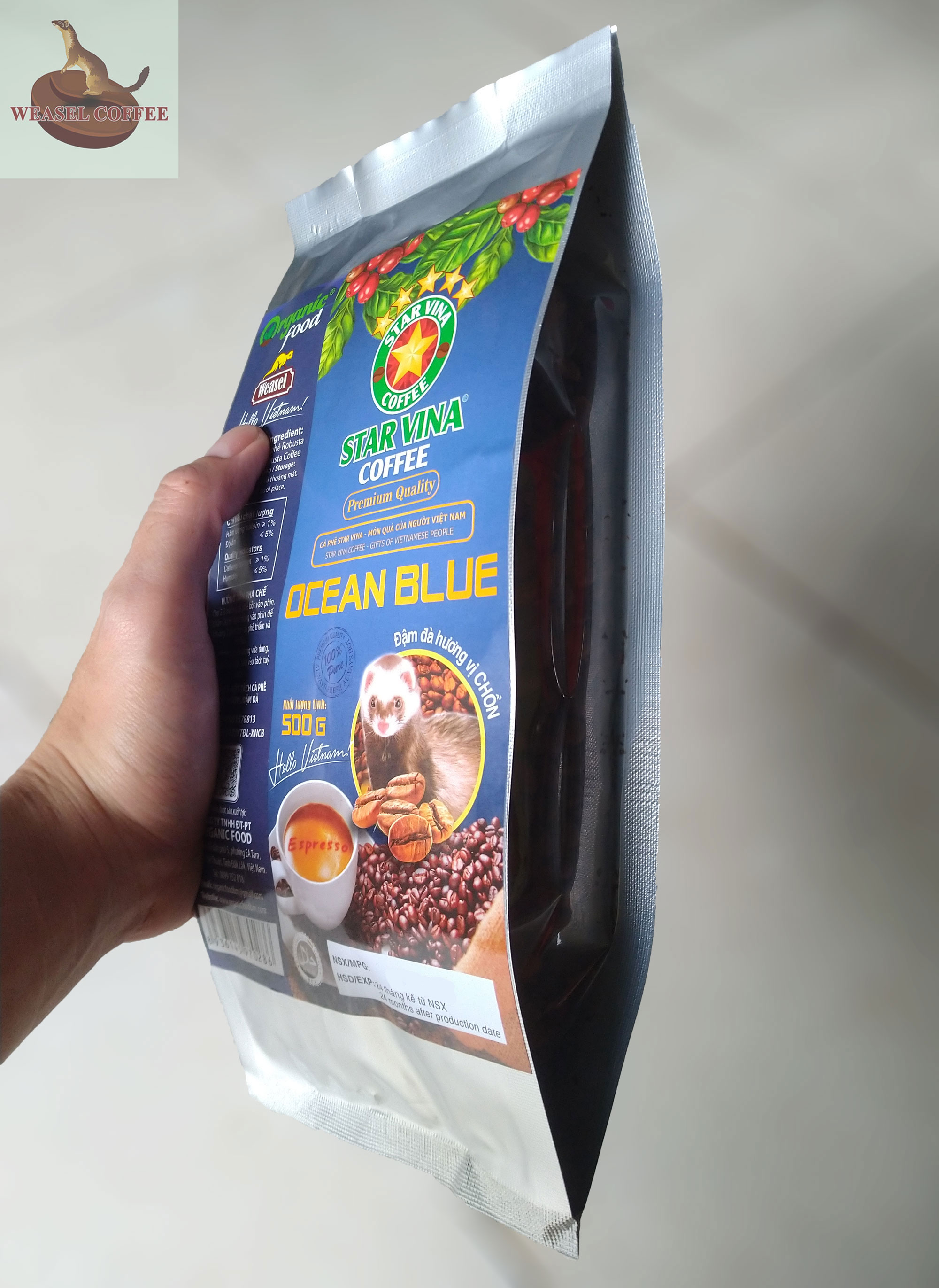 Combo 2 túi ( 1kg Hạt ) - Cà Phê Ocean Blue Hương Chồn
