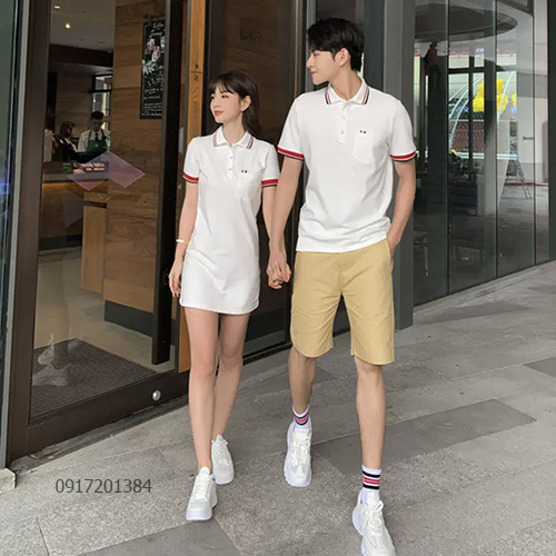Đầm Thun Đôi trắng viền