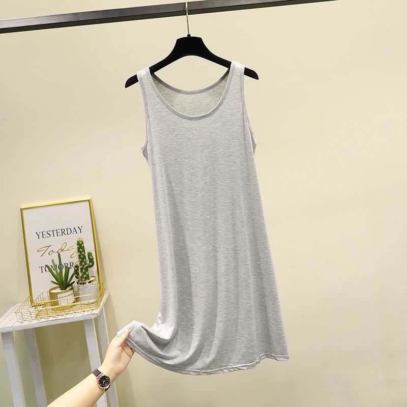 ℗♛ Ready Stock In 2023 a new modal loose condole belt vest skirt woman take a sleeveless dress in bigger sizes nightgown render skirt