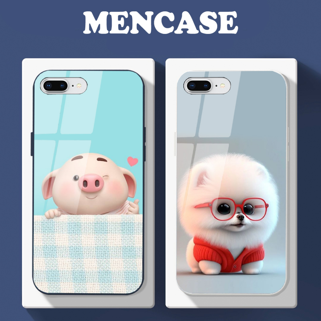Ốp lưng IPHONE 7/8/7 PLUS/8 PLUS mặt kính in hình gấu dễ thương