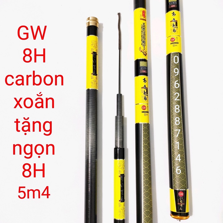 cần câu tay GW 8H 5m4 tặng ngọn phụ catbon xoắn