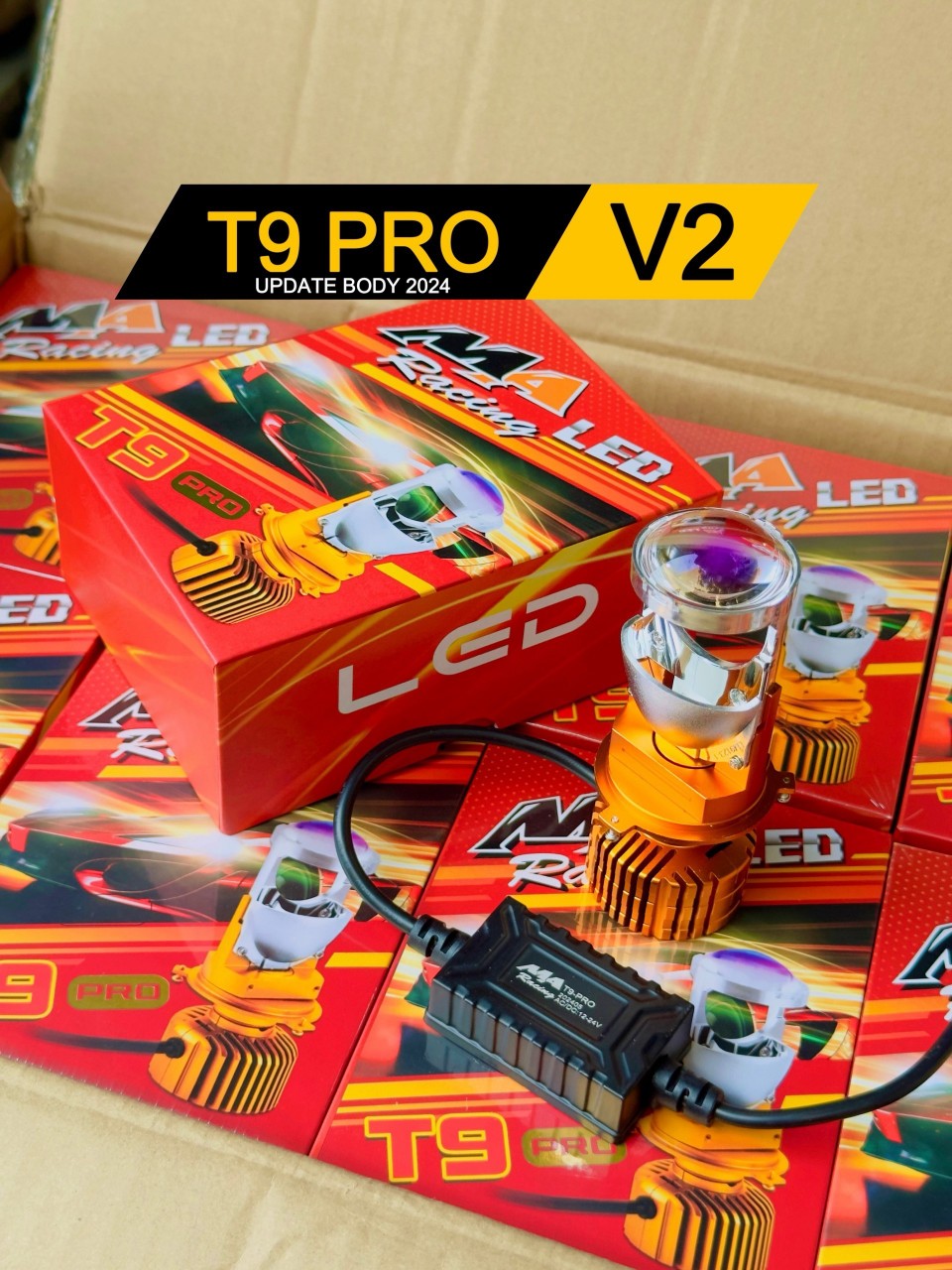 Đèn pha led mini T9 V2  2024 Maracing siêu sáng 60W chân H4