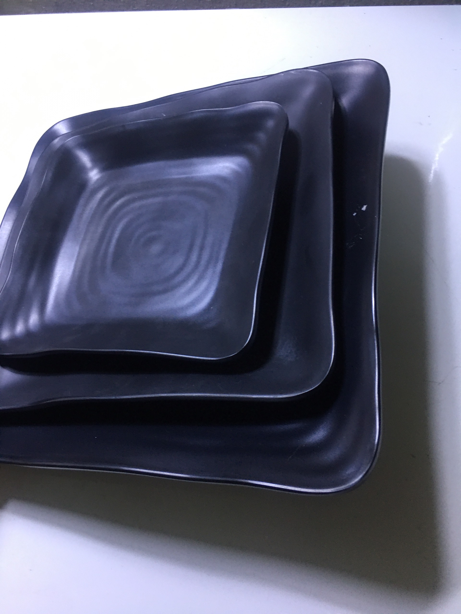 Dĩa vuông nhựa Melamine đen nhám nhiều Size
