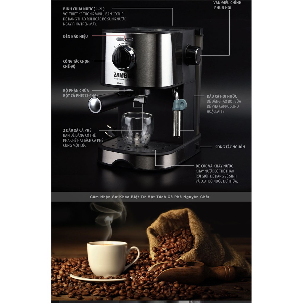 Máy Pha Cà Phê Espresso Zamboo ZB-86CF