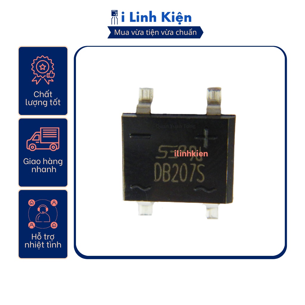DB207S Diode cầu 2A 1000V SOP-4