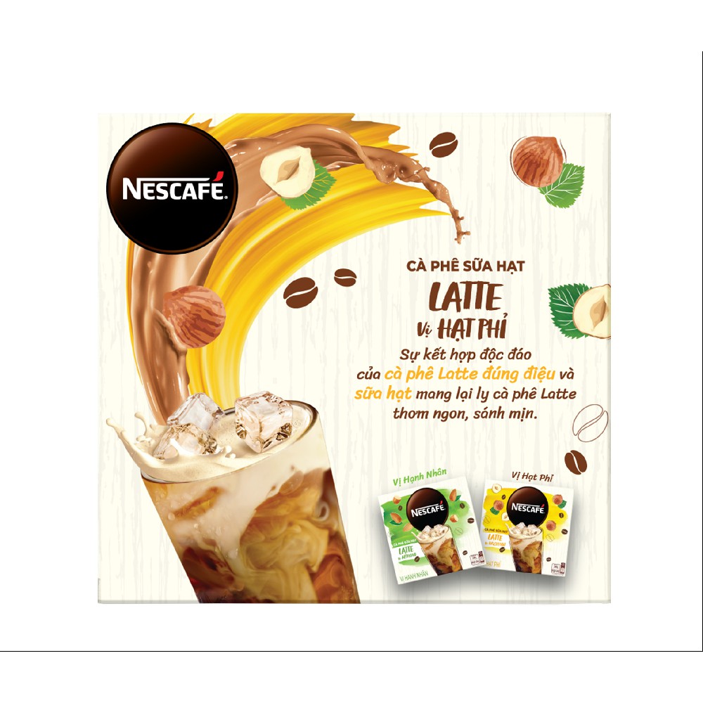 Cà phê hòa tan NESCAFÉ Latte Sữa Hạt Vị Hạt Phỉ (Hộp 10 gói x 24g) Date 31/07/2021