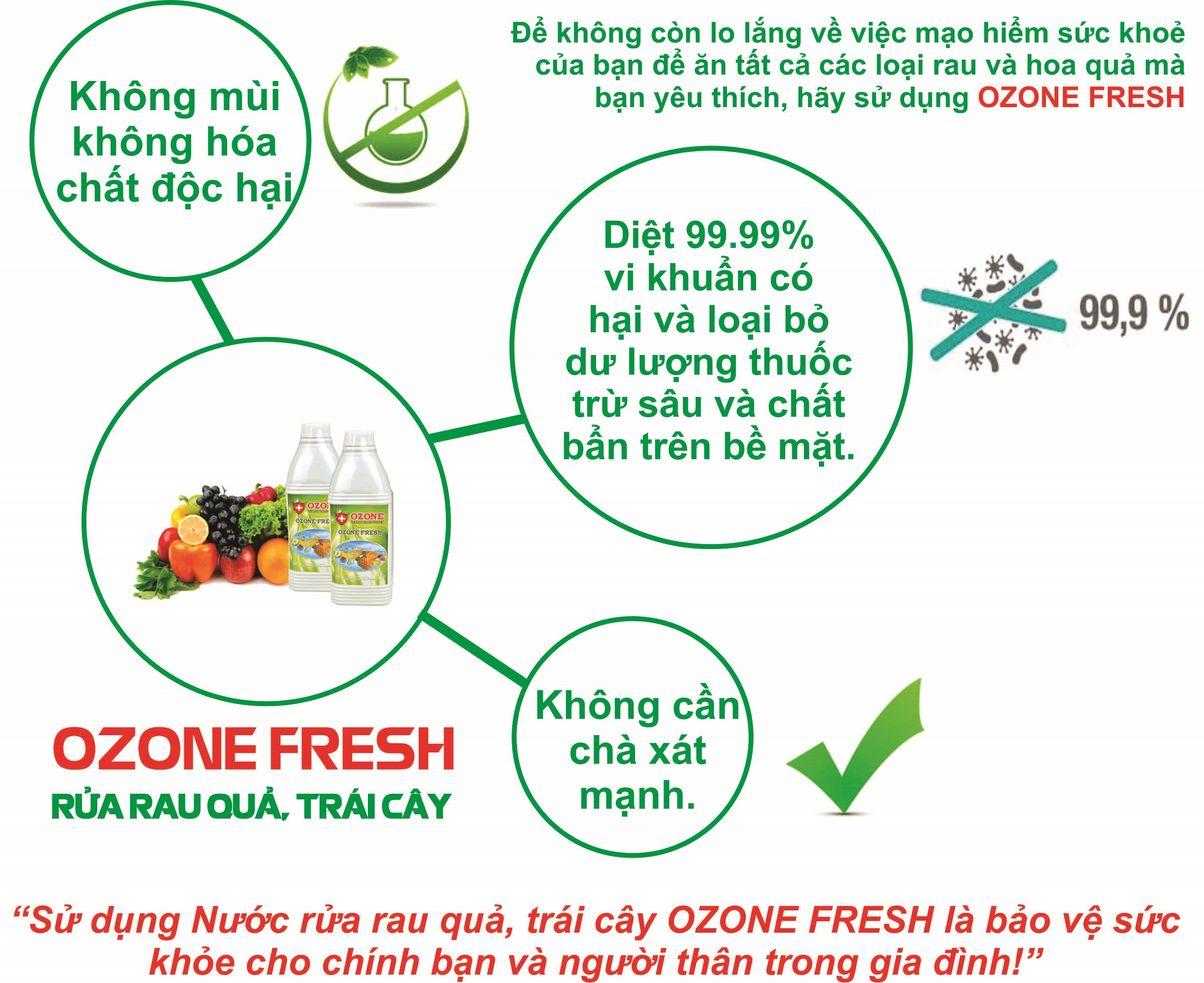 NƯỚC RỬA RAU QUẢ, TRÁI CÂY 5KG - OZONE FRESH