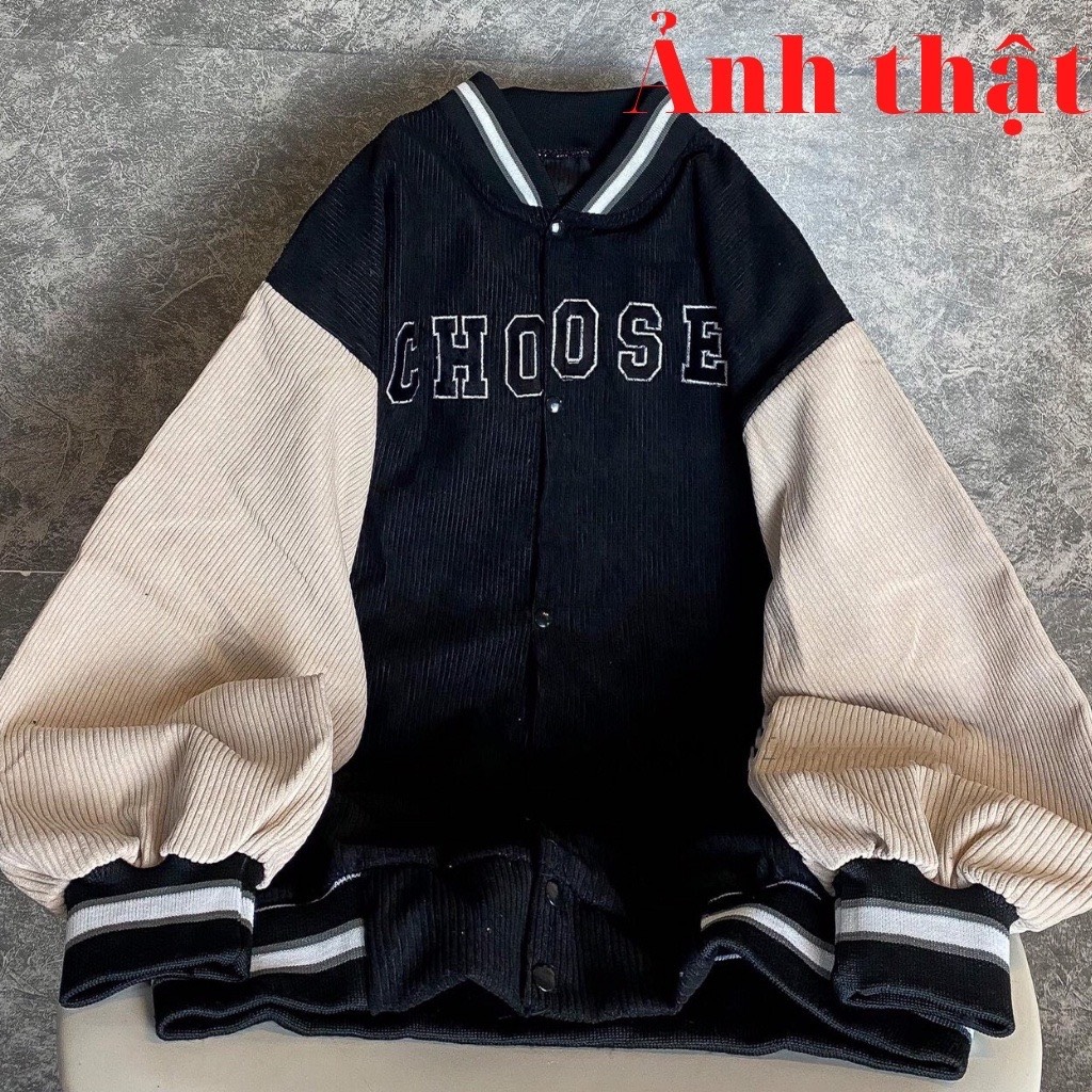 Áo khoác bomber nhung tăm 2 lớp choose unisex hottrend - tp281