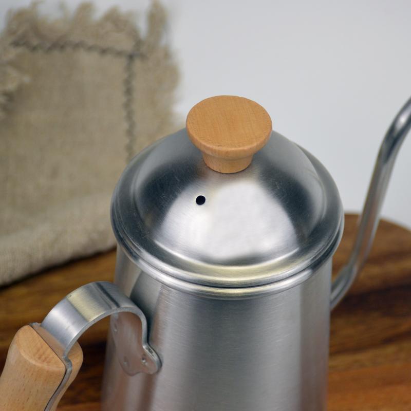 Ấm inox cán gỗ cổ ngỗng pha cà phê pour over 650ml