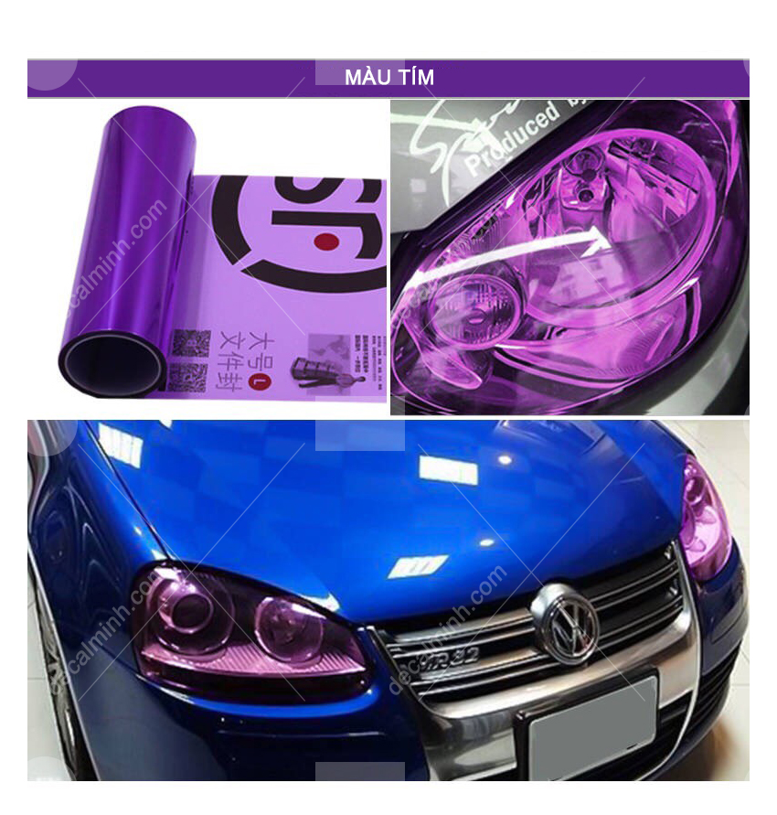 Decal Film dẻo dán đèn xe màu tím