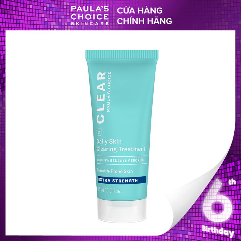 Kem chấm mụn chuyên sâu giảm sưng viêm Paula’s Choice Clear Extra Strength Daily Skin 5% benzoyl peroxide 15ml mã 6117 giá rẻ