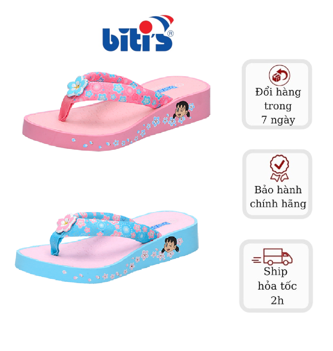 Dép xốp bé gái biti's siêu nhẹ doraemon bxg001122