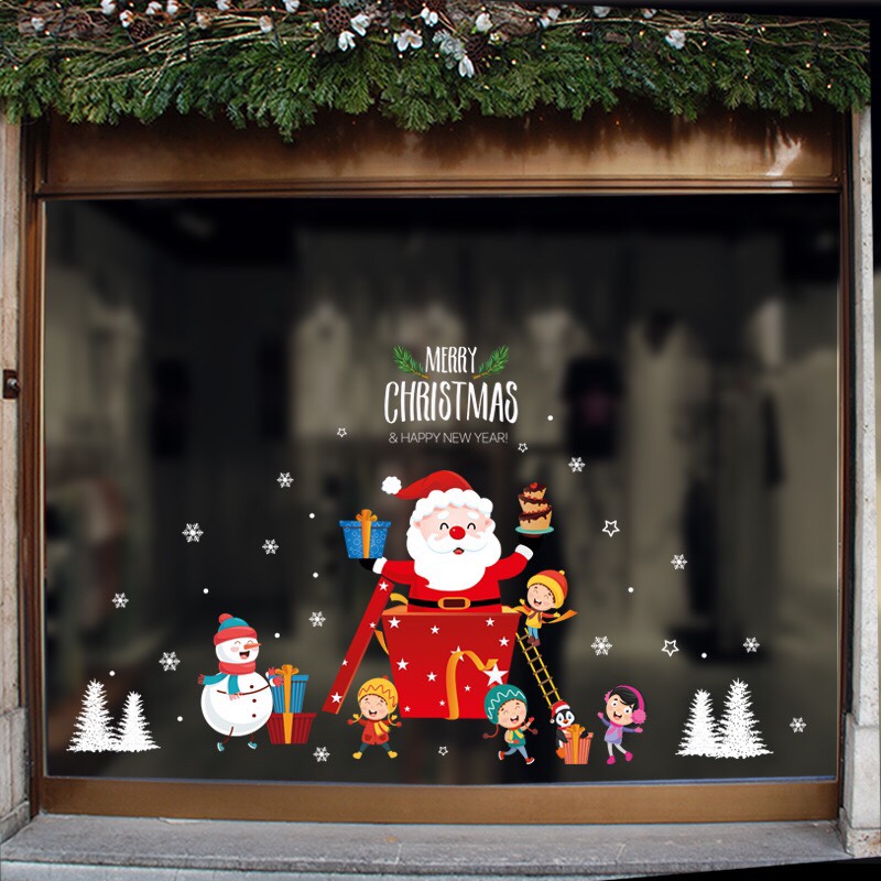 [HCM]Decal trang trí Noel - Thùng Qùa đỏ lớn chào lễ