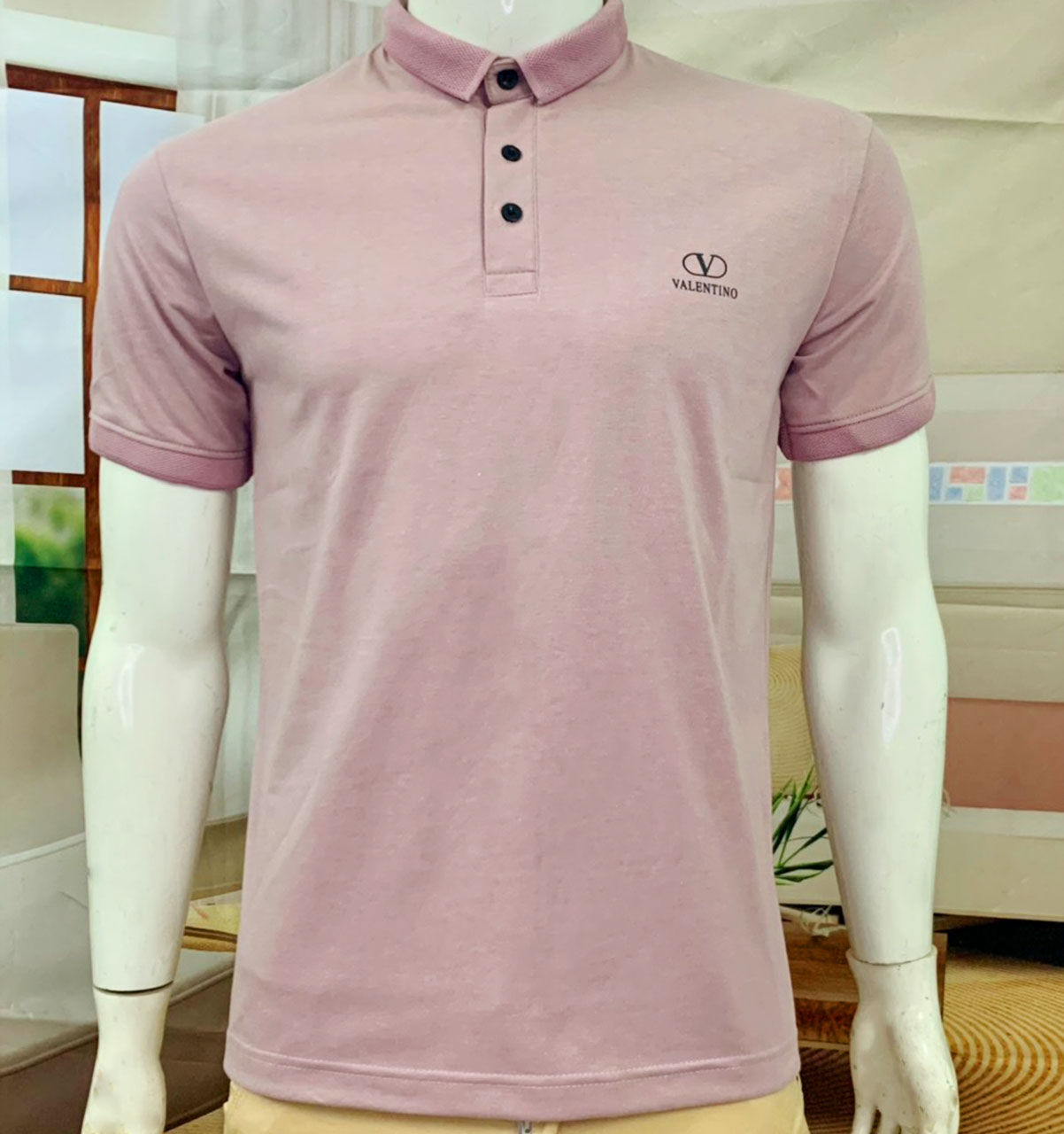 áo cổ bẻ xanh rêu