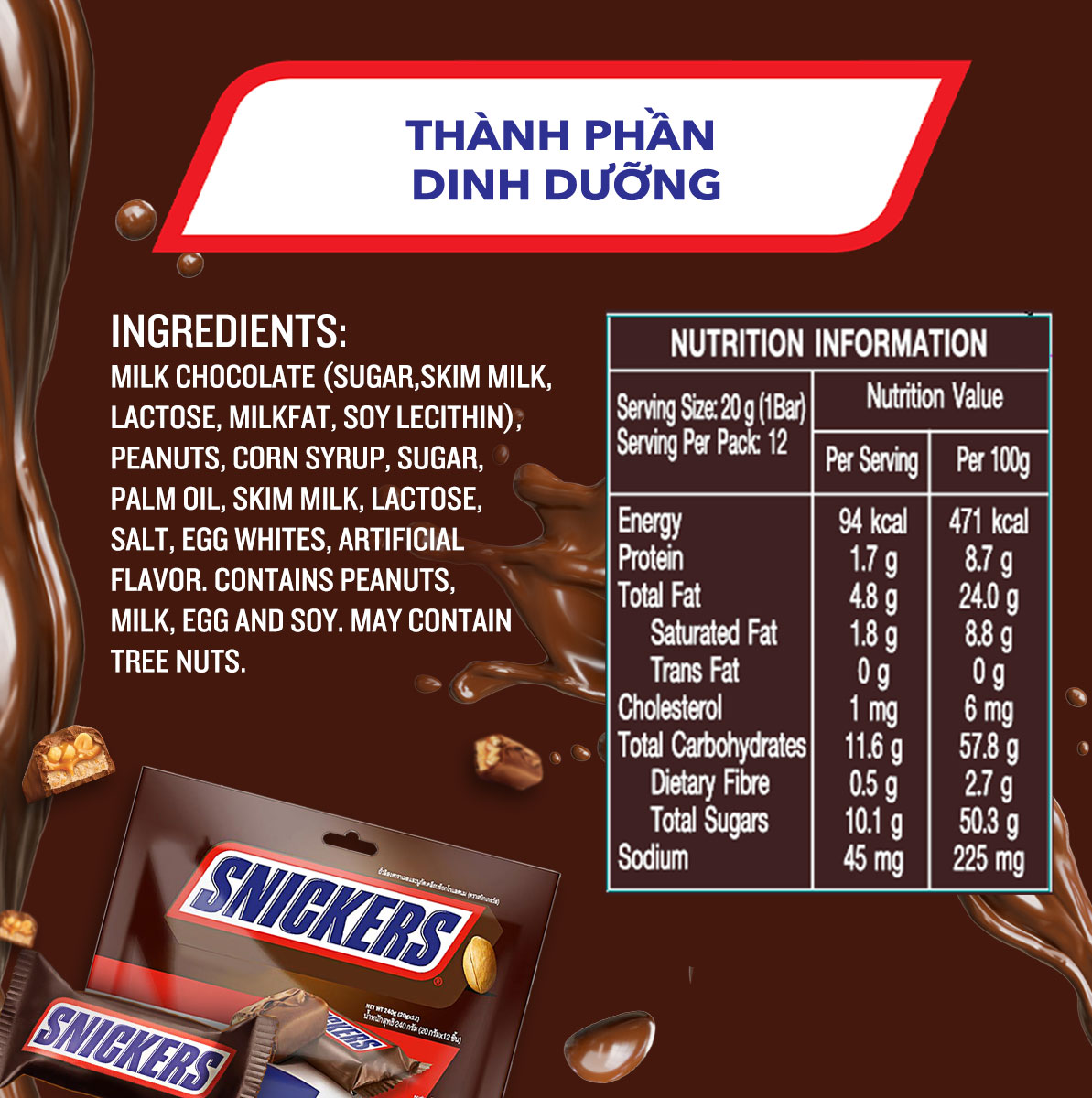 Kẹo Sô Cô La Snickers Funsize 240g