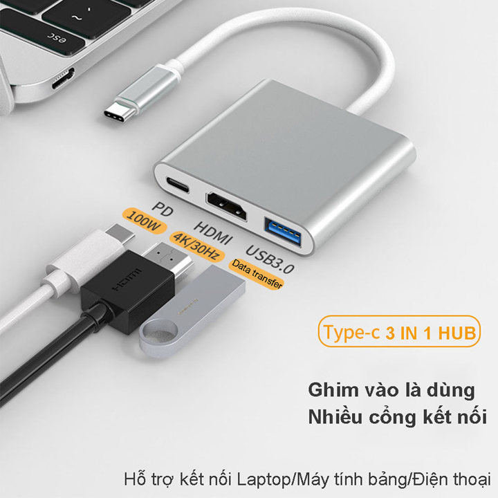 USB Type-C đến USB-C 4K HDMI, VGA USB 3.0, Trinp top, 4K HD