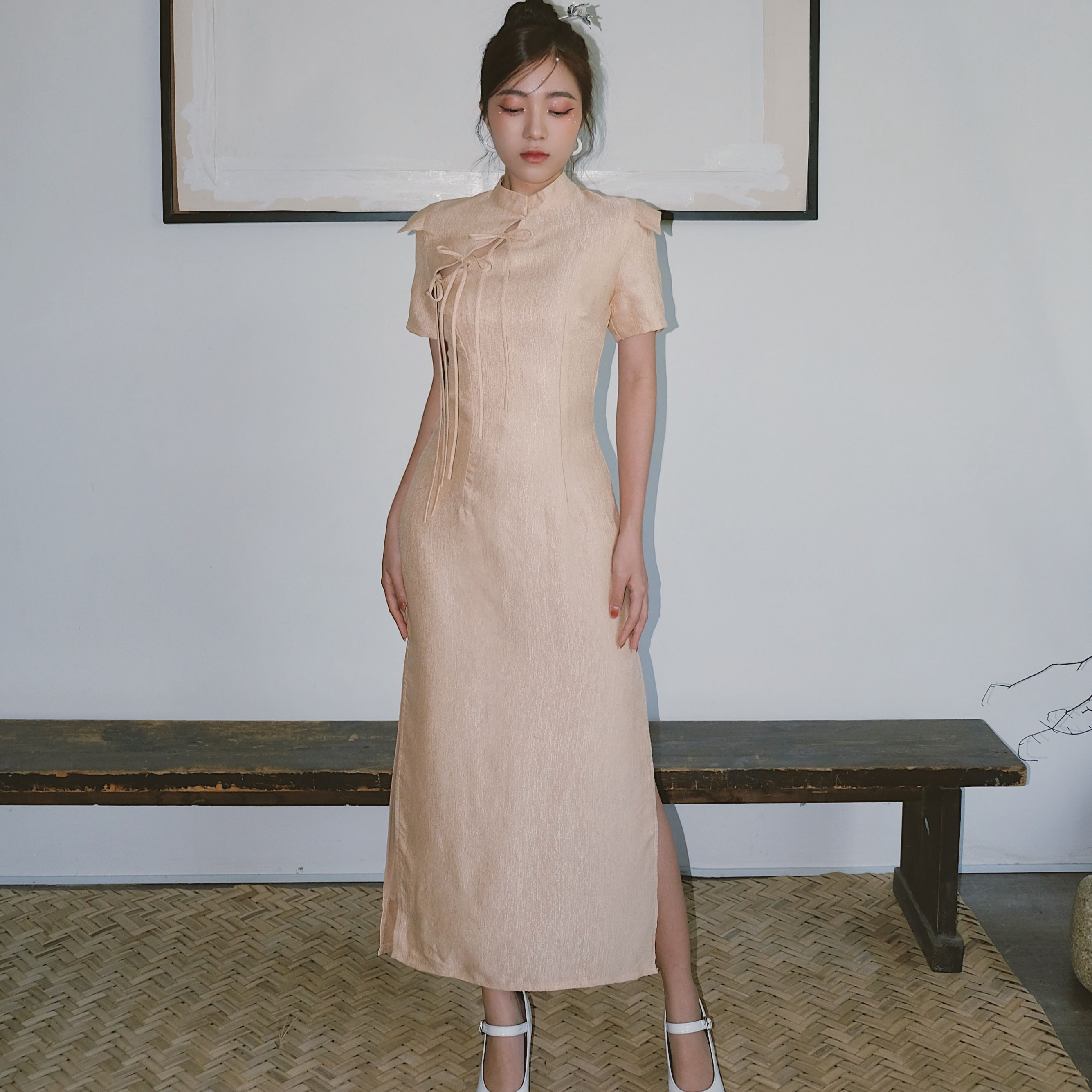 INTO.EIGHT | Đầm dài xẻ tà thắt nơ INTO.EIGHT thiết kế (Mai Dress)