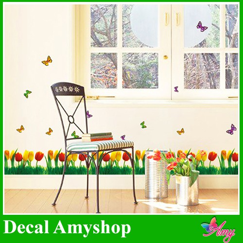 Decal dán chân tường hoa tulip - dct008
