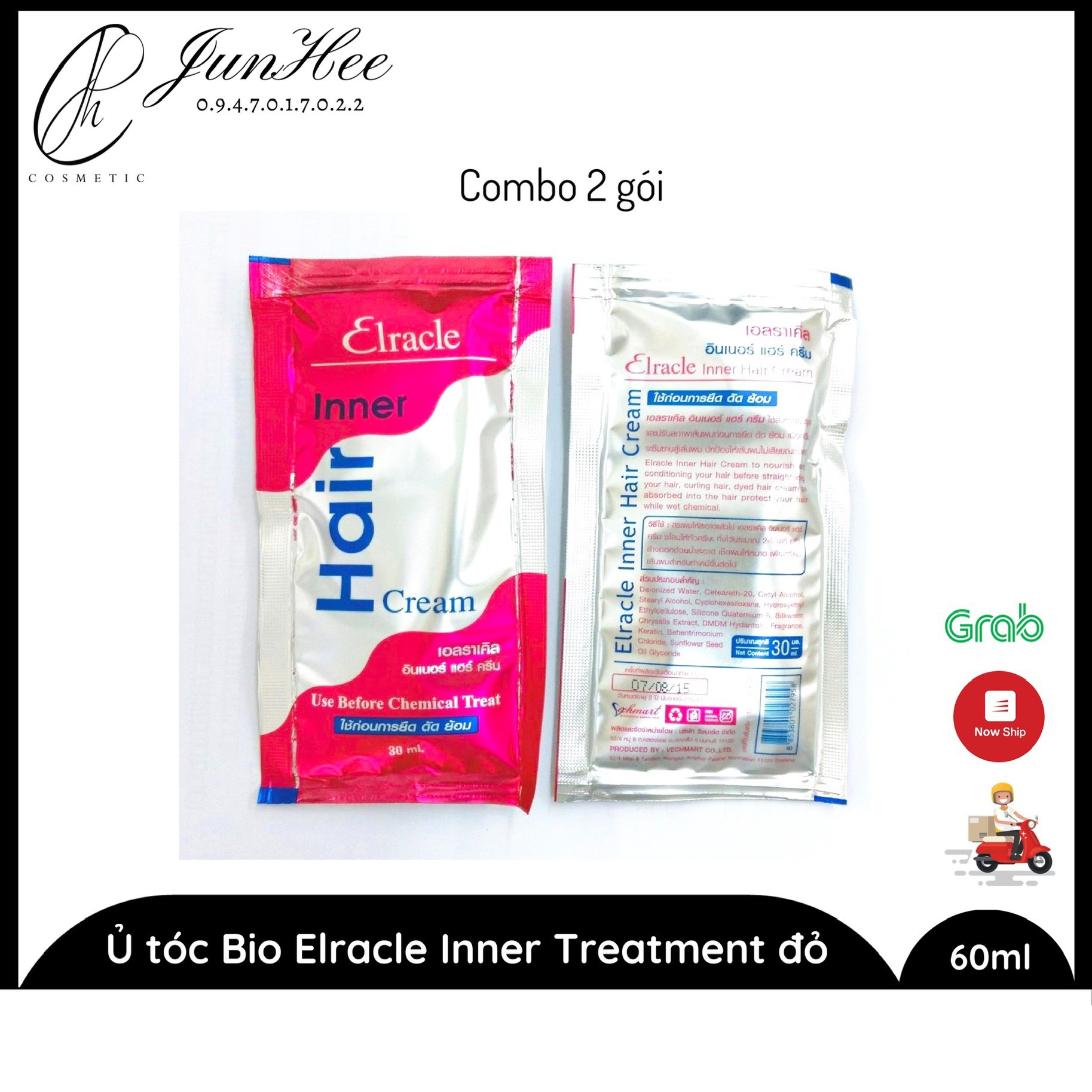 [ JUNHEE AUTH ] Combo 2 gói Ủ tóc Bio Elracle Inner Treatment hồng