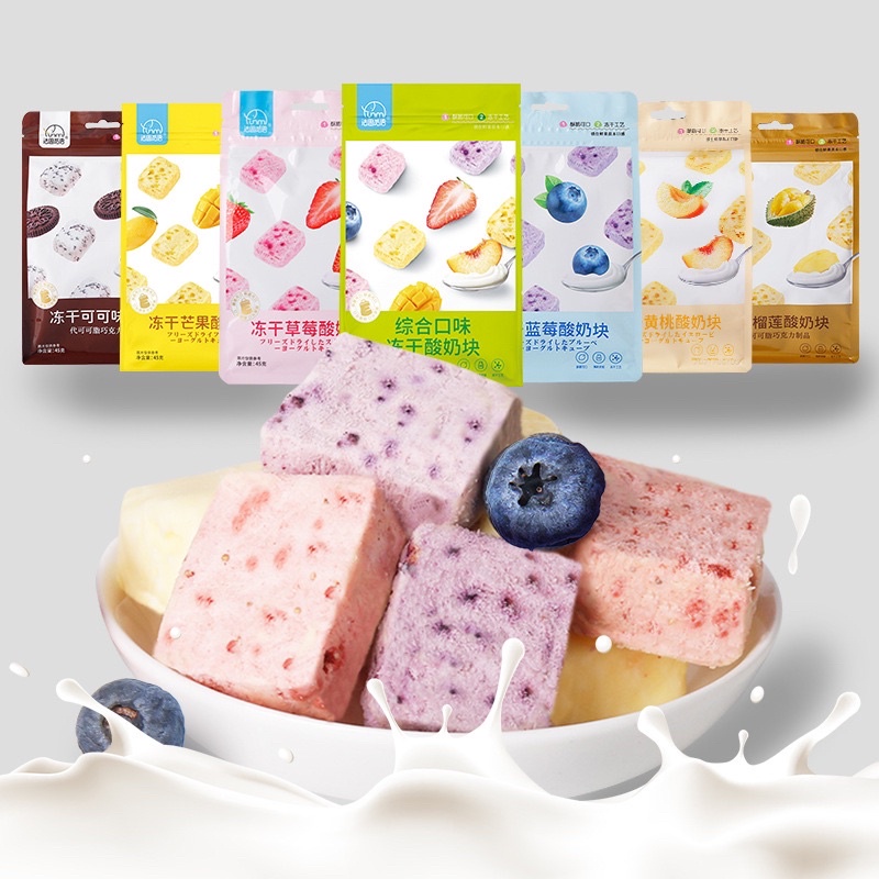 Sữa Chua Khô Sấy Lạnh Đủ Vị Trái Cây 45gr (Đào, Xoài, Việt Quất,...)