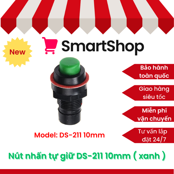 Nút nhấn tự giữ ds-211 10mm