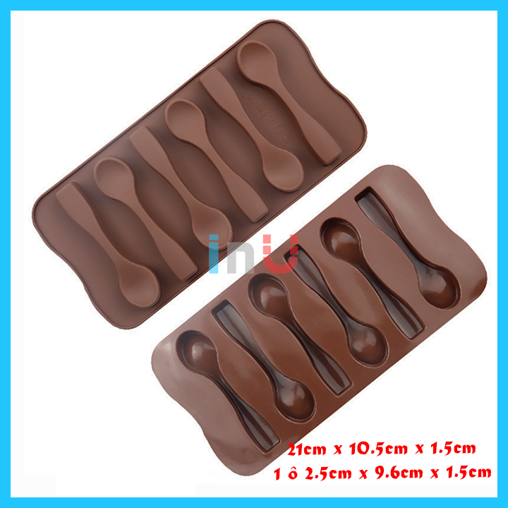 Khuôn silicon hình muỗng đổ socola, rau câu hình thìa muỗng cà phê 6 cái