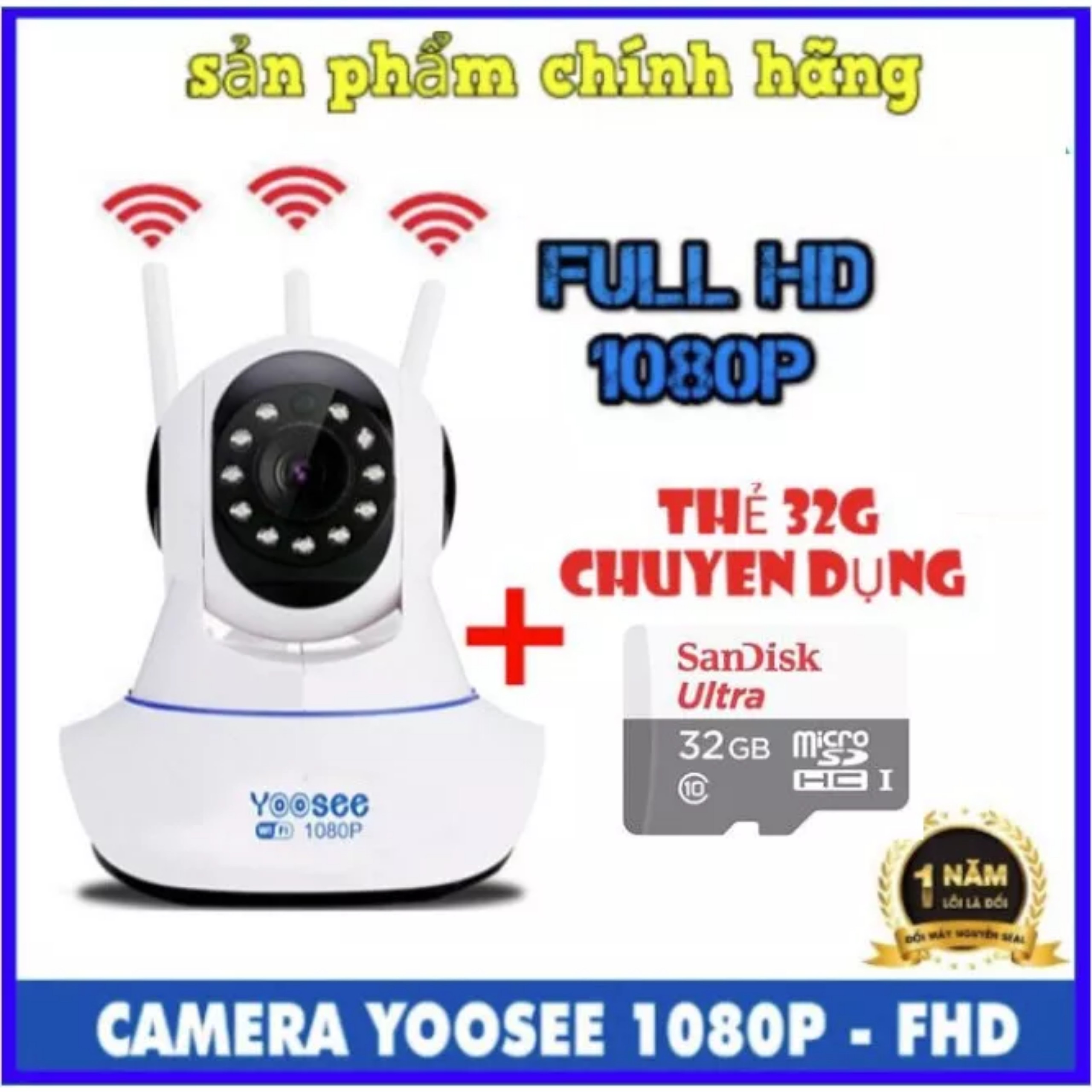 Camera Yoosee 3 râu trong nhà 2mpx5mpx CHẤT LIỆU BỂN BỈ kết nối wifi xoay 360 độ hỗ trợ xem đêm đàm thoại 2 chiều bảo hành trong vòng 12 tháng