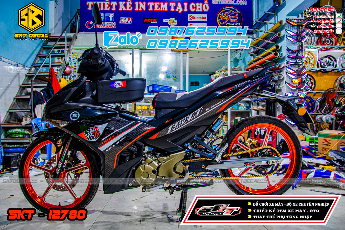 Tem rời xe exciter 150 đen cam bạc y15zr