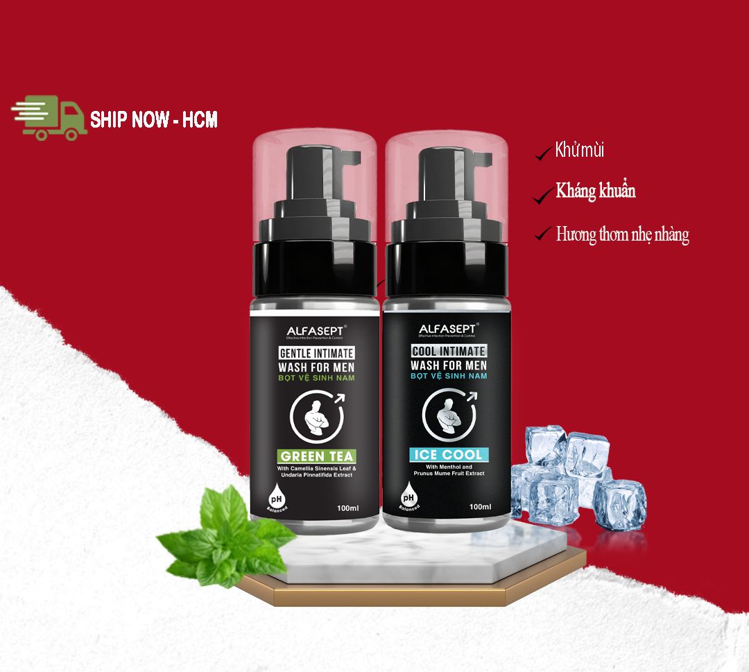 Bọt vệ sinh nam Alfasept ice cool intimate bạc hà thơm mát