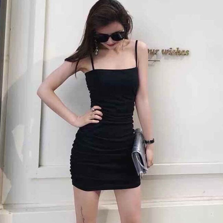 Váy đầm body hai dây dúm eo SIÊU ĐẸP