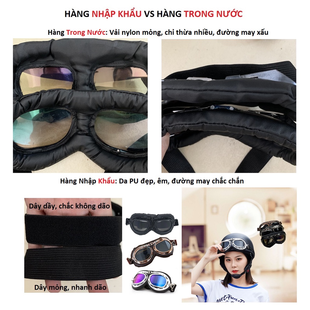 Kính Phi Công Cho Nón Bảo Hiểm Cực Đẹp (Kính Mũ 1/2 và 3/4)