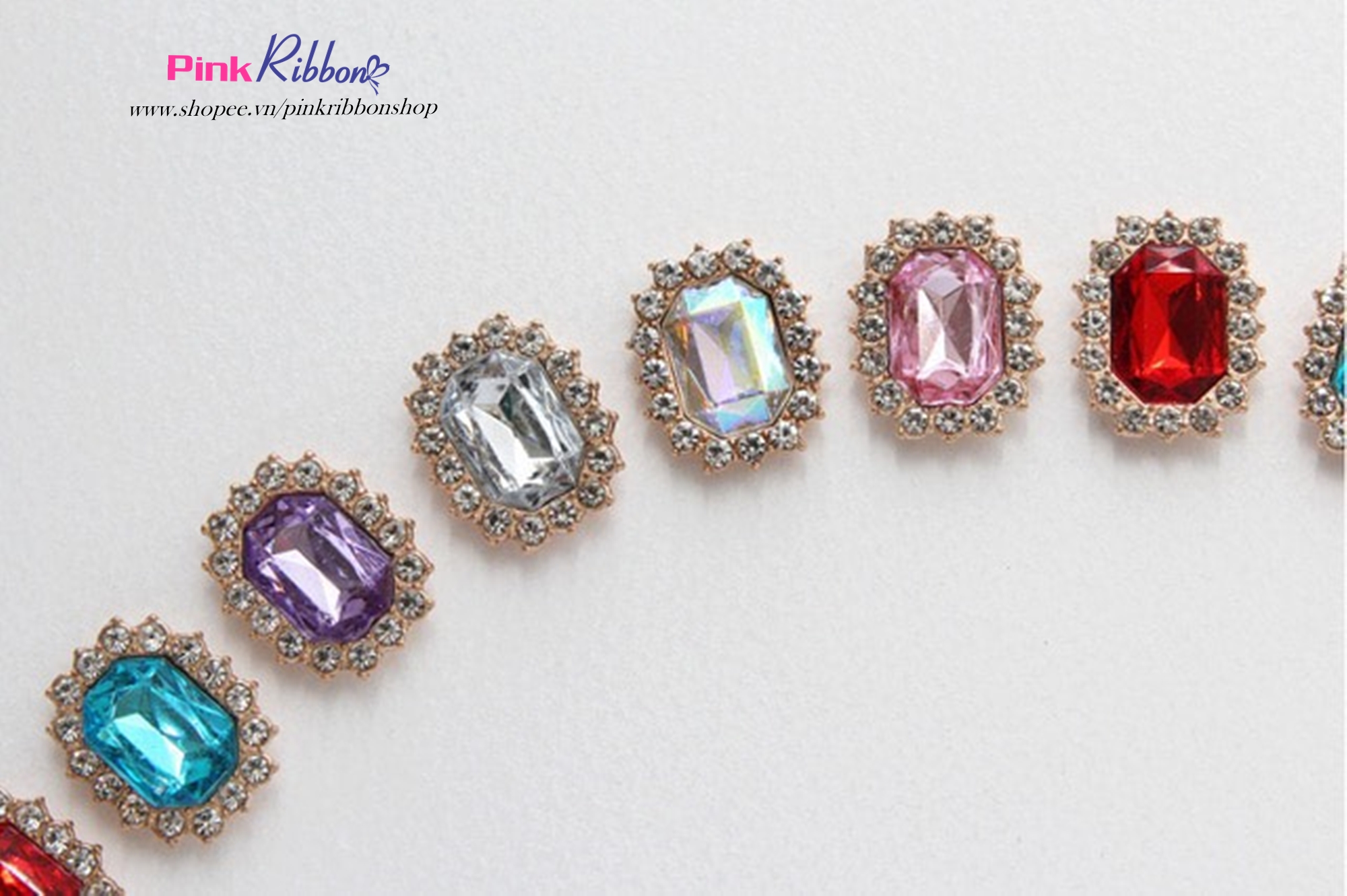 [Set 2 cái] Center hạt nhựa giả đá hình bầu dục 2cm