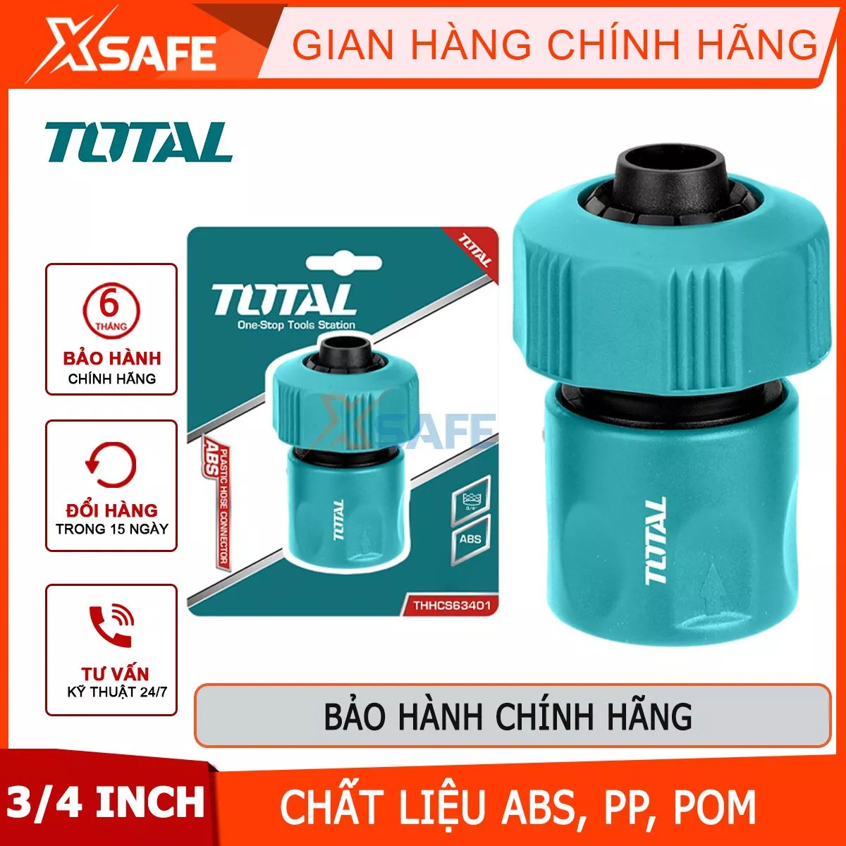 Total garden spray nozzle adjustable jet hose with 3/4 inch hose ABS solid plastic body material and TDR handle