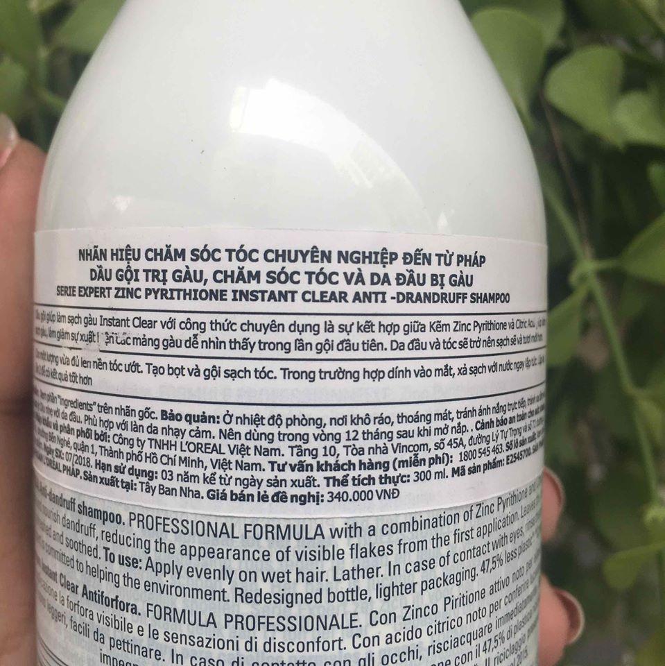 Dầu gội trị gàu l'oreal instant clear 300ml