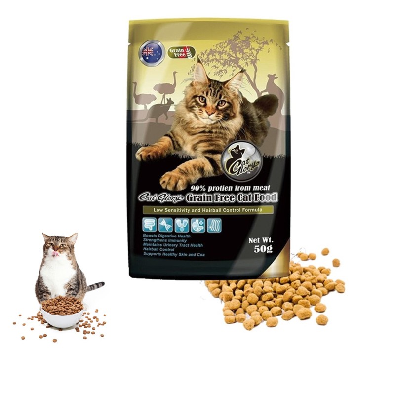 Thức ăn cho mèo Cat Glory gói 50g, Bổ sung dinh dưỡng, Hỗn hợp Omega 3 và 6 giúp lông bóng mượt, khỏe mạnh, Thức ăn khô cao cấp cho mèo